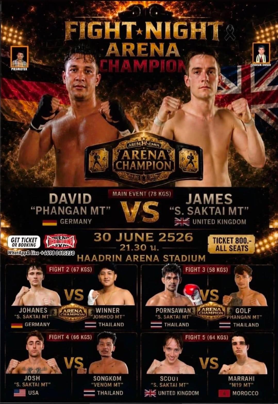 Muay Thai Fight Night at Haad Rin Arena, Koh Phangan on 30 June 2026 — buy tickets online