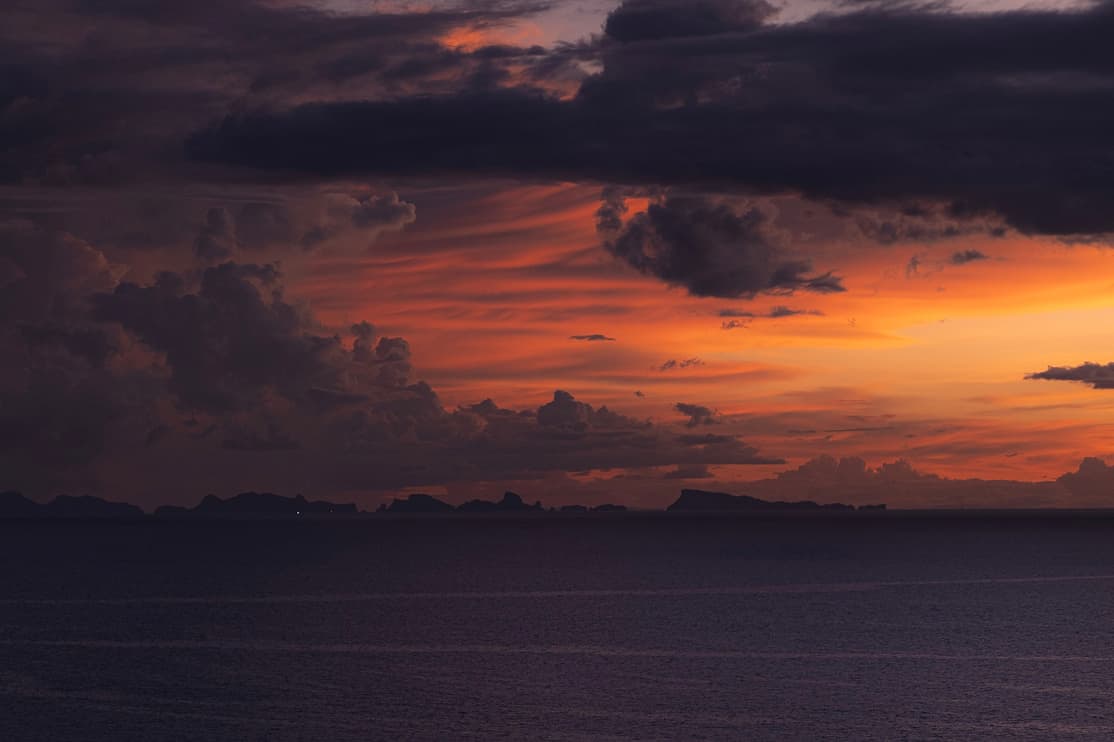 sunset, and a view of Koh Samui island. Koh Phangan. Photo by Muay Thai Island